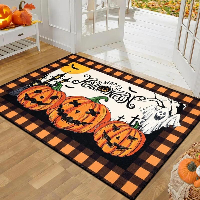 Halloween Welcome Doormat Stain-Resistant Wear-Resistant Indoor Entrance Carpet Anti-slip Mat Hallway & Kitchen Rug Home Decor