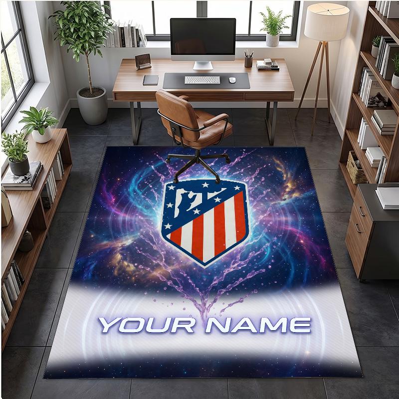 Crystal Velvet Rug Atletico Madrid Print Custom Name Text Floor Mat Home Decor