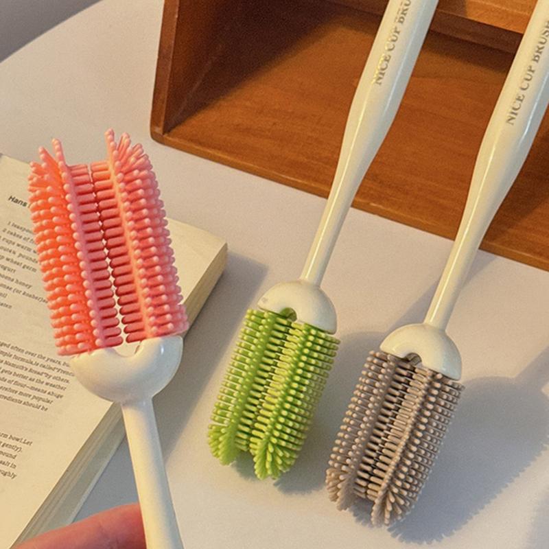 3-in-1 Silikon-Milchflaschenbürste Langer Griff Wasserglas Tasse Reinigungsbürste Multifunktionales Küchenreinigungswerkzeug