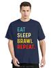 Funny Eat Sleep Brawl Repeat Gamer Graphic Tshirts Unisex Fashion Casual Tshirt Fashion Clothes Streetwear Loose Oversized T Shirt
