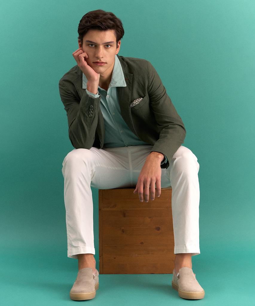 PANICALE White Regular Slim Fit Cotton Pants (Type A)