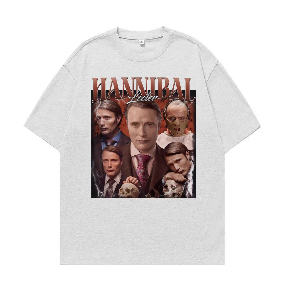 Vintage Style Hannibal Lecter Mads Mikkelsen T-shirt Men Women Fashion Casual Oversized T Shirts Summer Tops 100% Cotton T Shirt