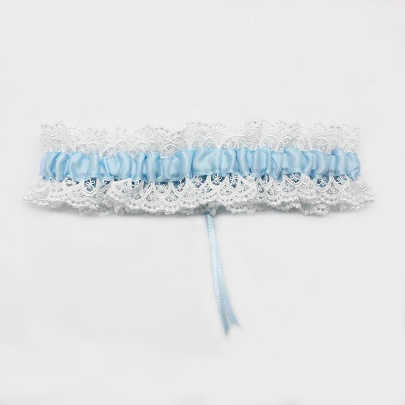 Elegant Blue Bridal Lace Bow Garter