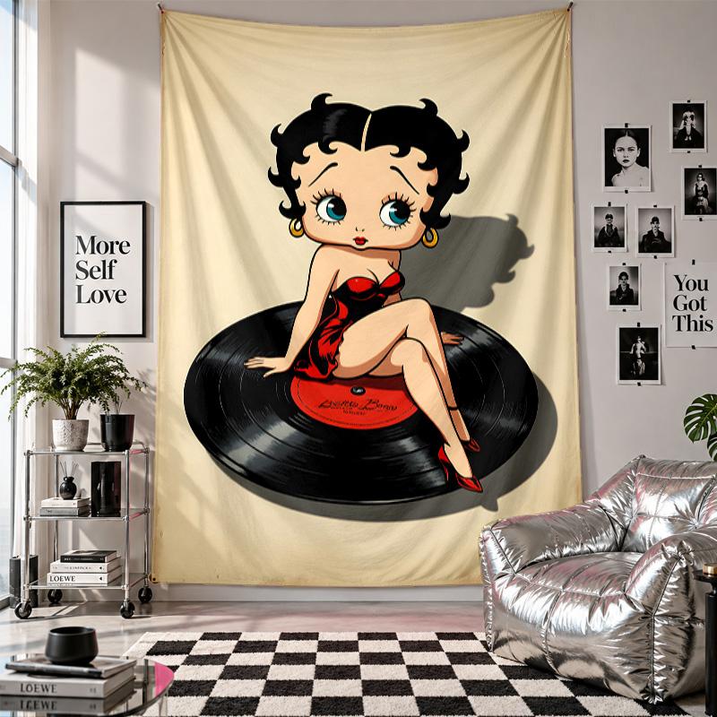 Wall TapestryBetty Boop Art Hanging Cloth Decorative Background Cover for Room Decoration