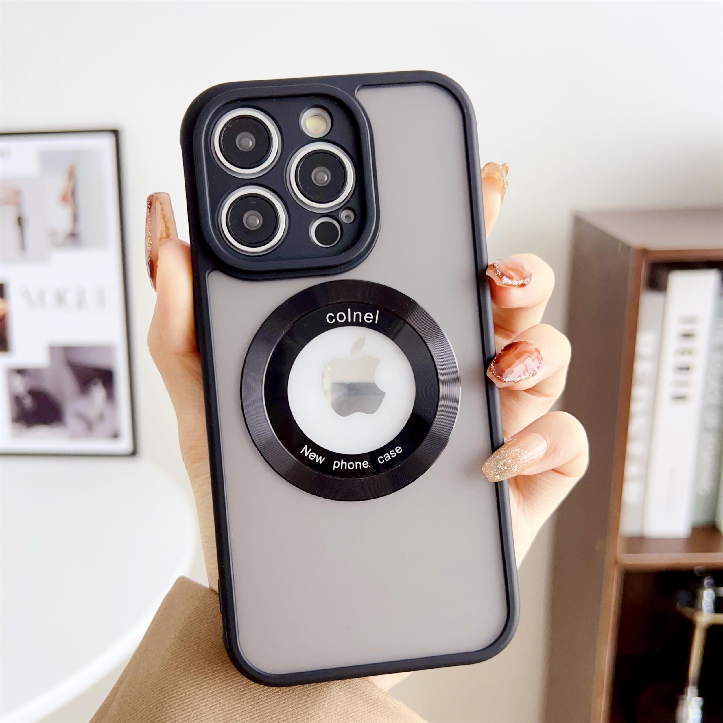 

Чехол для iPhone 14 Pro, совместимый с MagSafe, с кольцом, логотипом и окошком, ТПУ+ПК чехол для телефона Black