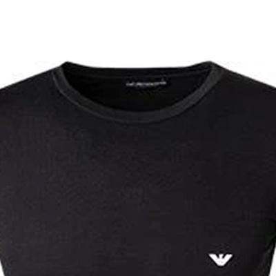 Logo Solid Color Crew Neck Short Sleeve T-Shirt Men Tops Black 111035-CC729-00020