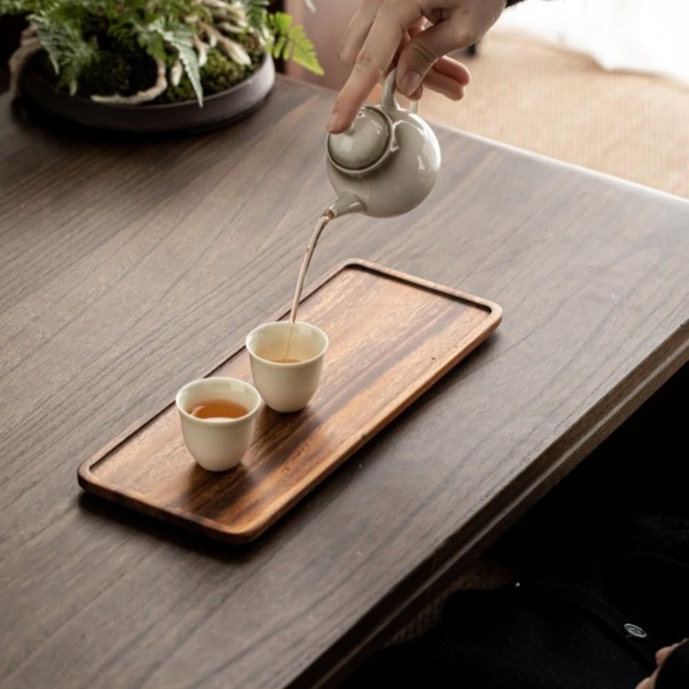 Creative Wooden Tea Tray Rectangular No Splicing Serving Tray Snack Fruit Tray Home Use