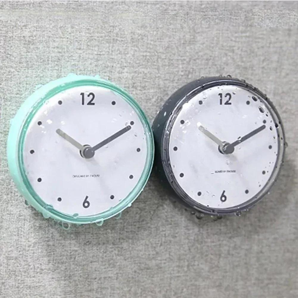 Shower Anti Fog Waterproof Mini Small Table Decoration Kitchen Living Bathroom Room Wall Clock Toilet Round Quartz Sucker 7cm