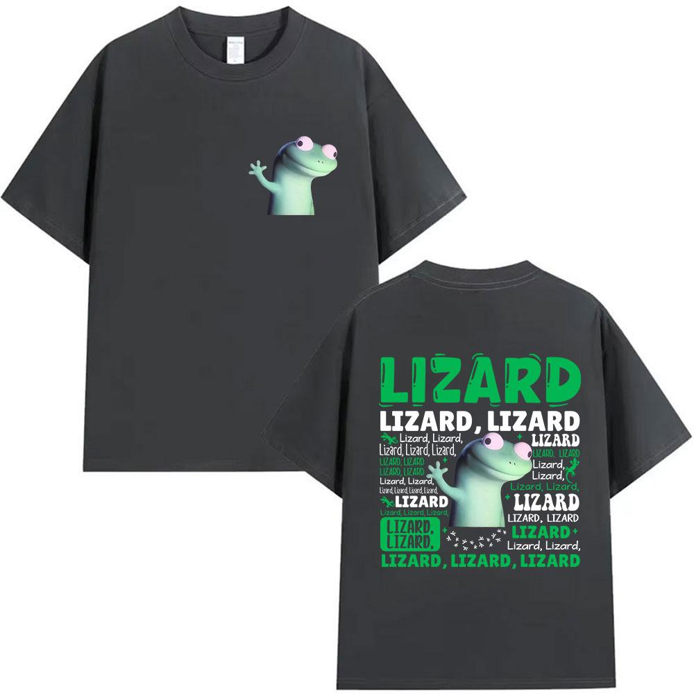 New 2025 Lizard Funny Expression T-shirt Suitable for Both Men and Women. Cute Lizard Humorous Clothing, Pure Cotton T-shirt 4XL