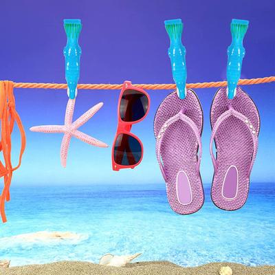 2 Pcs Clothes Clips Great Clamping Force Reusable Large Jaw Cartoon Shape Small Teeth Fix Towel Thicken Home Sock-airing Clips Beach Accessory