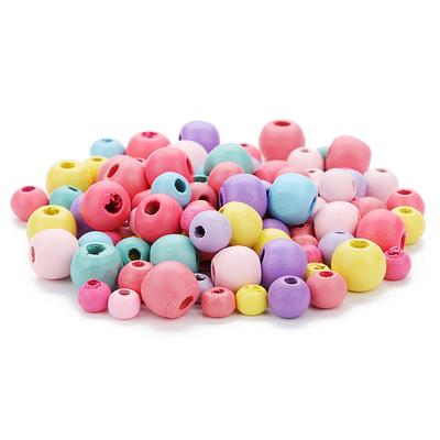 100pcs/Lot Color Wooden Beads Round Mixed Loose Spacer Ball Bead for Jewelry Making DIY Bracelet Necklace Decoration Accessory