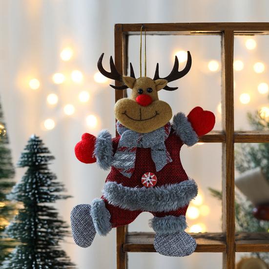 Christmas Plush Ornaments Cute Snowman Santa Elk Bear Doll Hanging Pendant Christmas Tree Decoration for Walls Windows Doors Home Decor