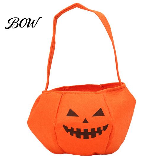 Large Capacity Candy Bag Halloween Pumpkin for Kids, Small Trick or Treat Bucket, Party Favor Soft Face Basket with Handle Decoration Holder Kids