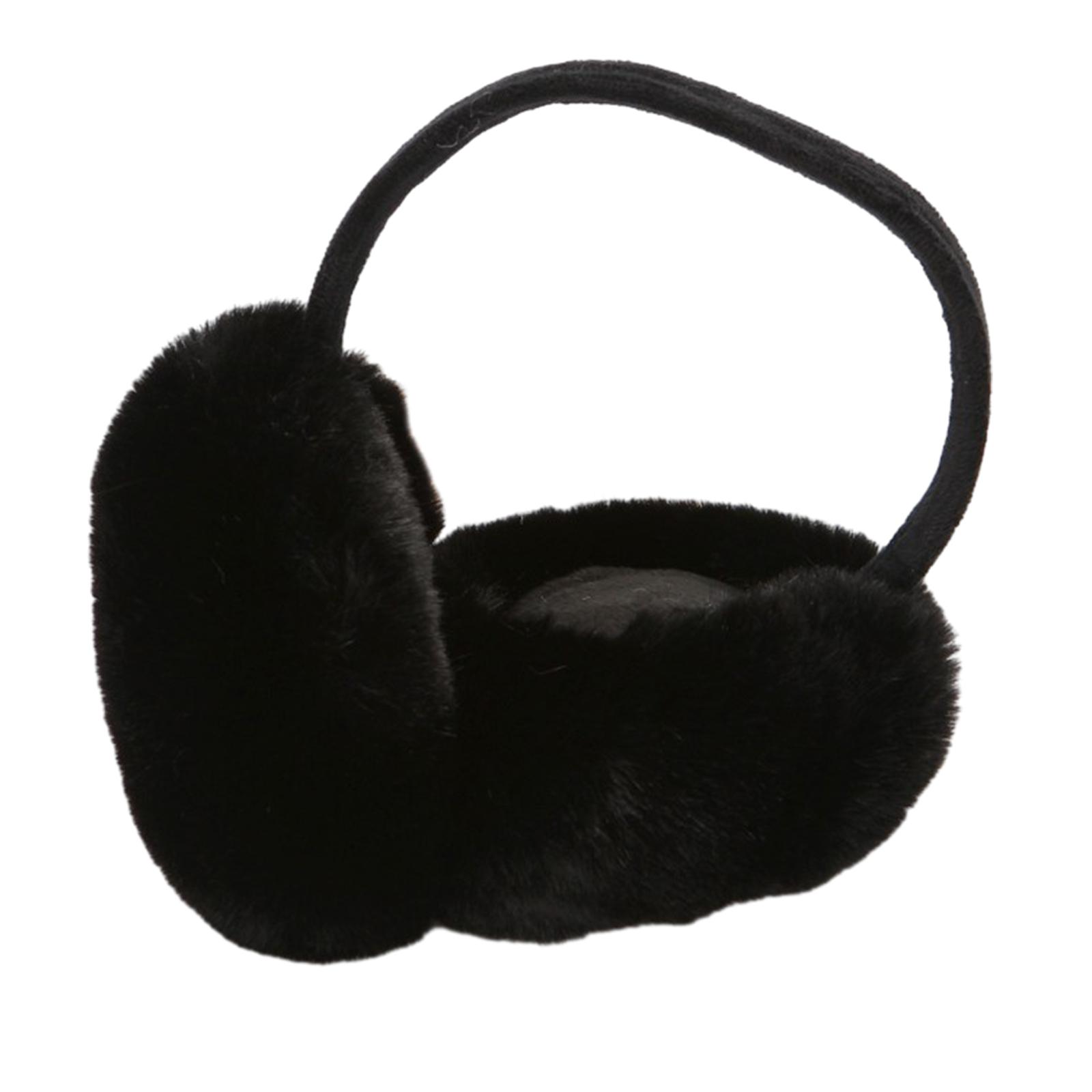 

Зимние наушники для мужчин и женщин, регулируемые плюшевые согревающие уши для катания на лыжах на открытом воздухе, наушники за голову чёрный