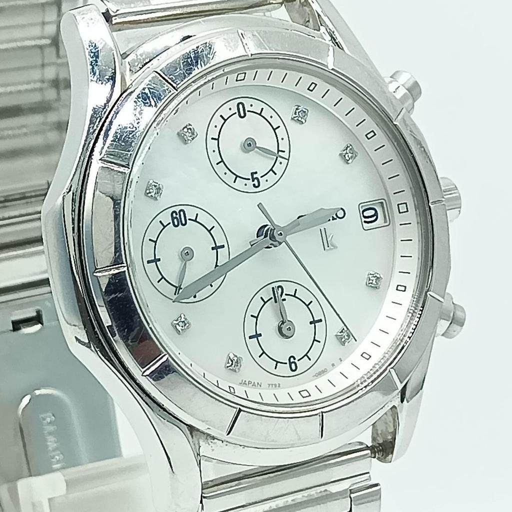 [USED] 386 Free Shipping Battery Replaced Seiko Chronograph Watch Silver