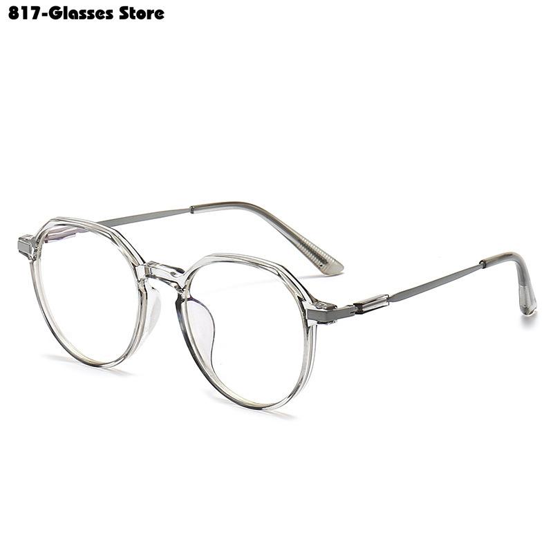 Fasjonable, gjennomsiktige ensfargede nærsynthetsbriller for kvinner og menn Gradvis endring av runde briller