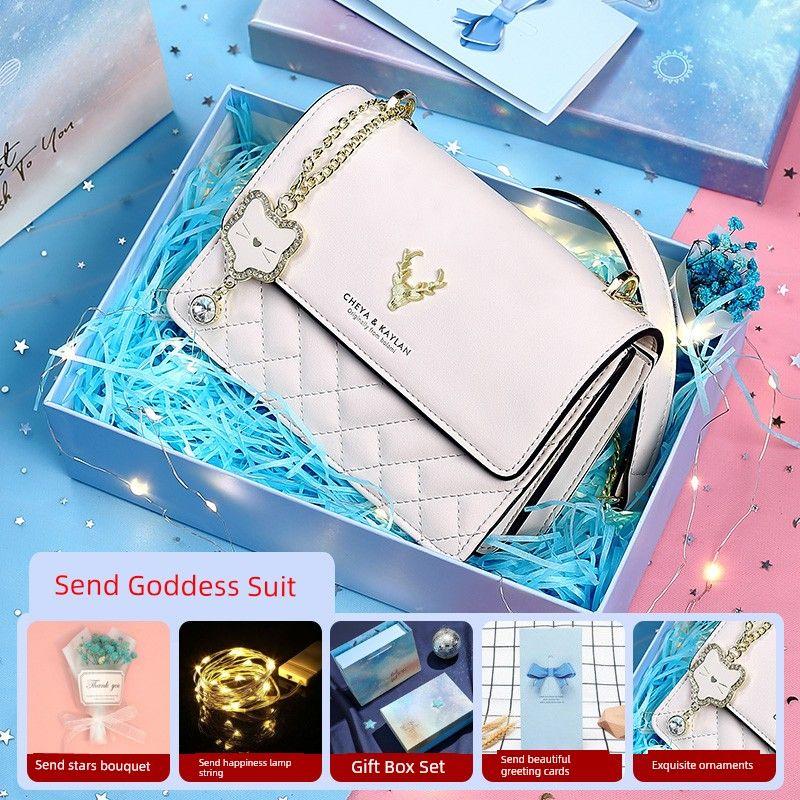 

Genuine Leather Birthday Gift Fancy Women s Bag True love goddess White([Single Deer Head] PU)