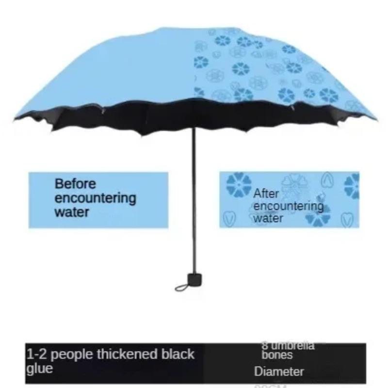 Portable Umbrella Creative Water Flowering Umbrella Ruffled Sunny and Rain Umbrella Windproof UV-proof Manual Vinyl Umbrella