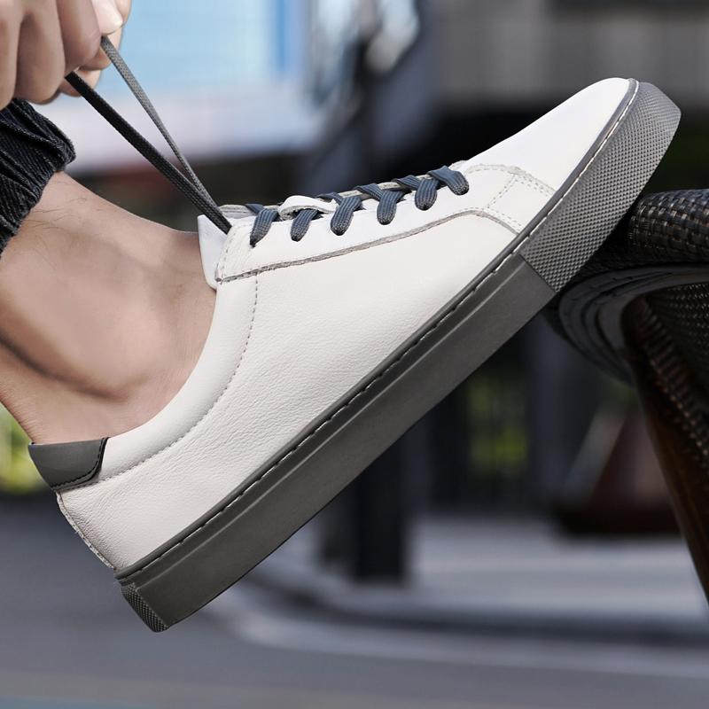 New Casual Shoes Men Flats Shoes Men Genuine Leather Comfortable Mens Sneakers Man Loafers Breathable High Quality White Shoes