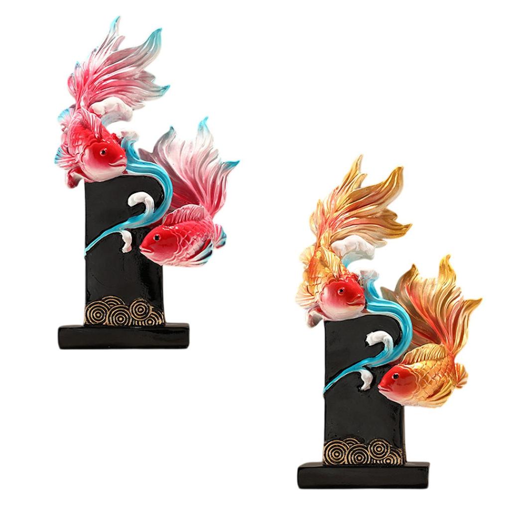 Koi Fish Sculpture Resin Table Centerpiece for Office New Year Entrance