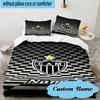 3PCS Custom Name Atletico Football Emblem Bedding Set, Including 1pc Duvet Cover And 2pcs Pillowcases, Suitable for Dorms and Bedrooms Gift