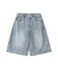 EXCONTAINER Incision Bermuda Denim Pants (Light Blue)