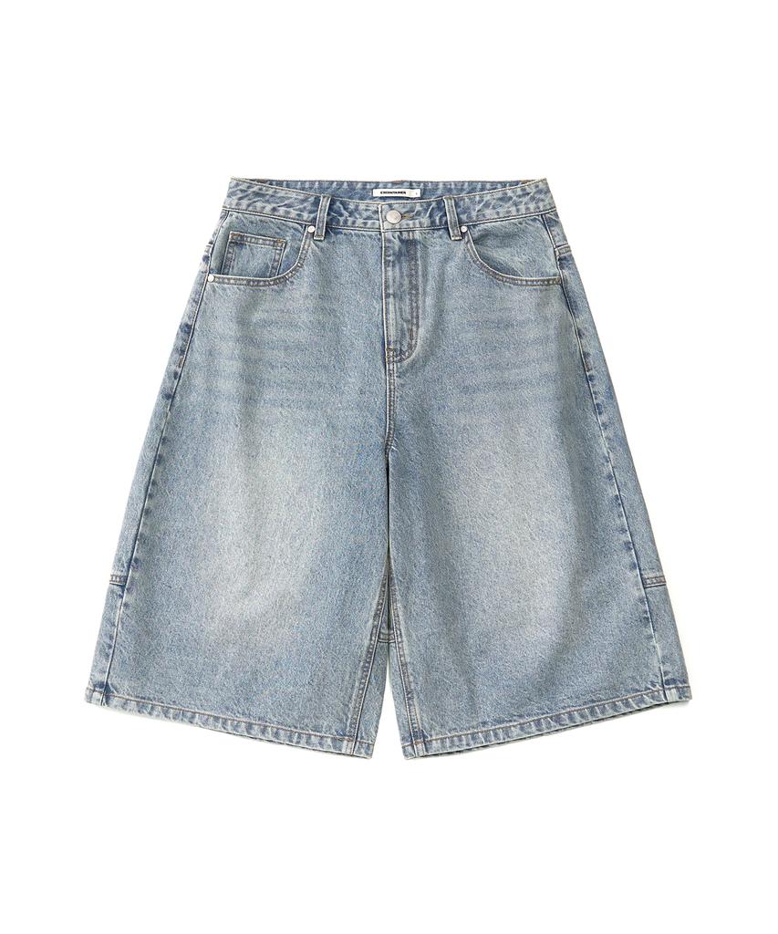 EXCONTAINER Incision Bermuda Denim Pants (Light Blue)