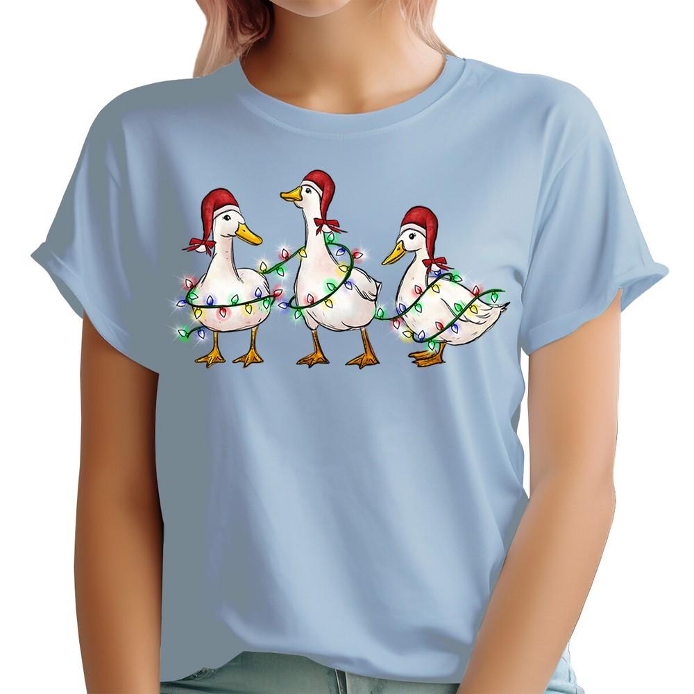 Whimsical Christmas Geese TShirt Festive Holiday Design Mc T2383 S