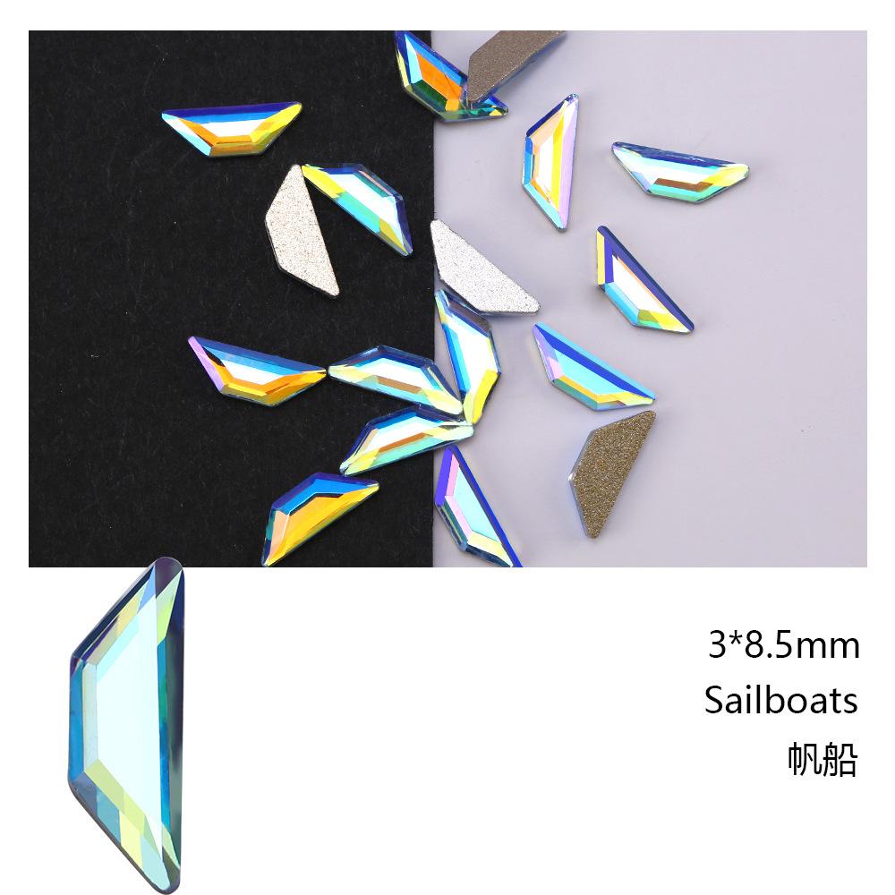 Blauer Sternenhimmel Symphonie Flachboden Speziell geformter Diamant Hellblau Ab Farbe Eiswürfel Wassertropfen Pfeil Diamant Goldener Boden Nagel Diamant