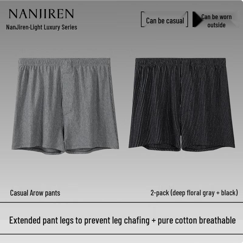 Nanjiren Men's Cotton Antibacterial Loose Boxer Shorts