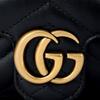 Gucci Gg Marmont Gold Retro Doppel G Logo Mit Schlüsselring V-förmig Genähtes Leder Und Rindsleder Einzelne Schulter Umhängetasche Ultra-Mini Damen Schwarz