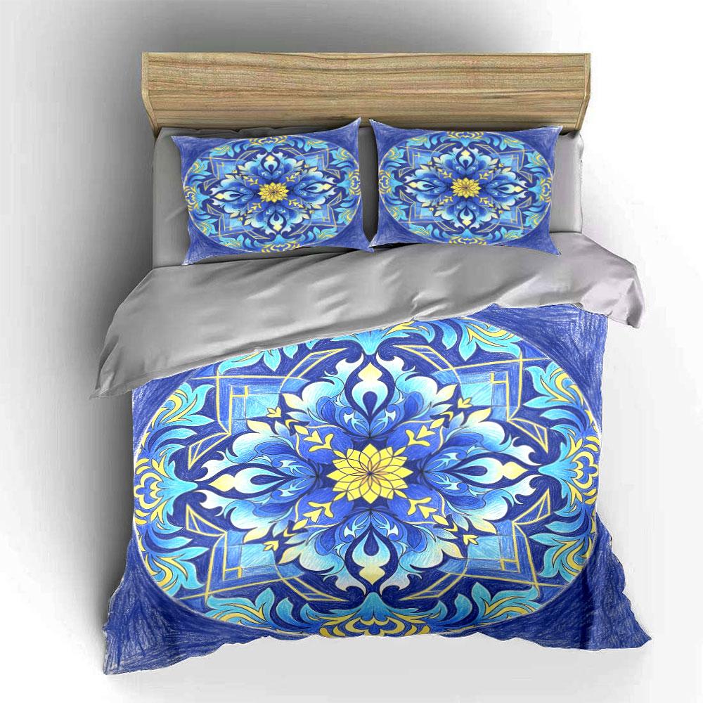 Colorful Mandala Decoration Set Soft Comfortable Duvet Cover Bedding Set Included 1*Duvet Cover & 2*Pillowcases, Gift