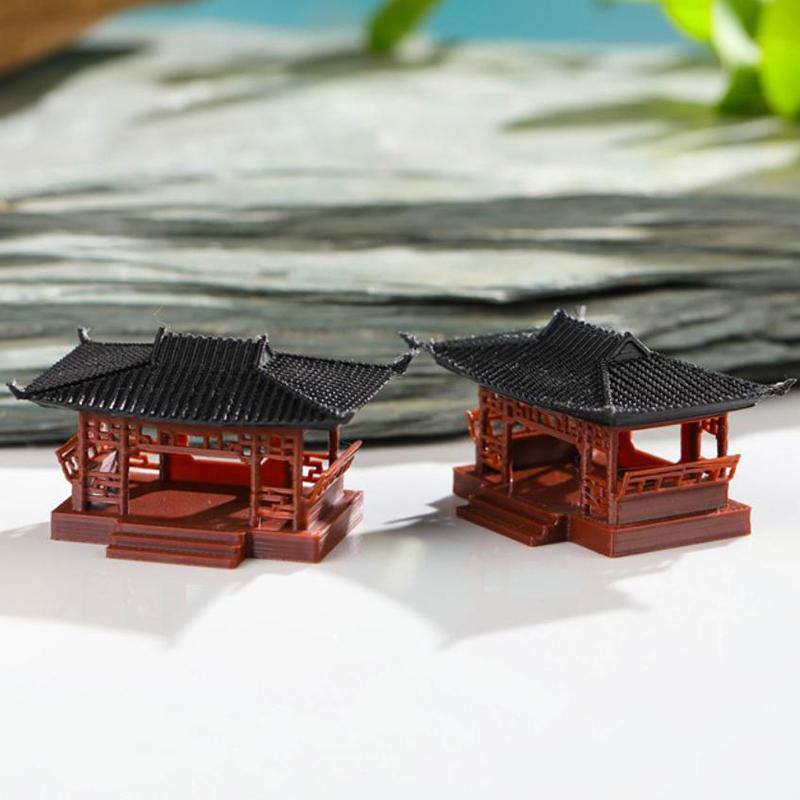 Miniature Pavilion Figurine Bonsai Nament Garden Decor Micro Landscape Statue Gazebo Model Zen Garden Supplies Yard Rockery