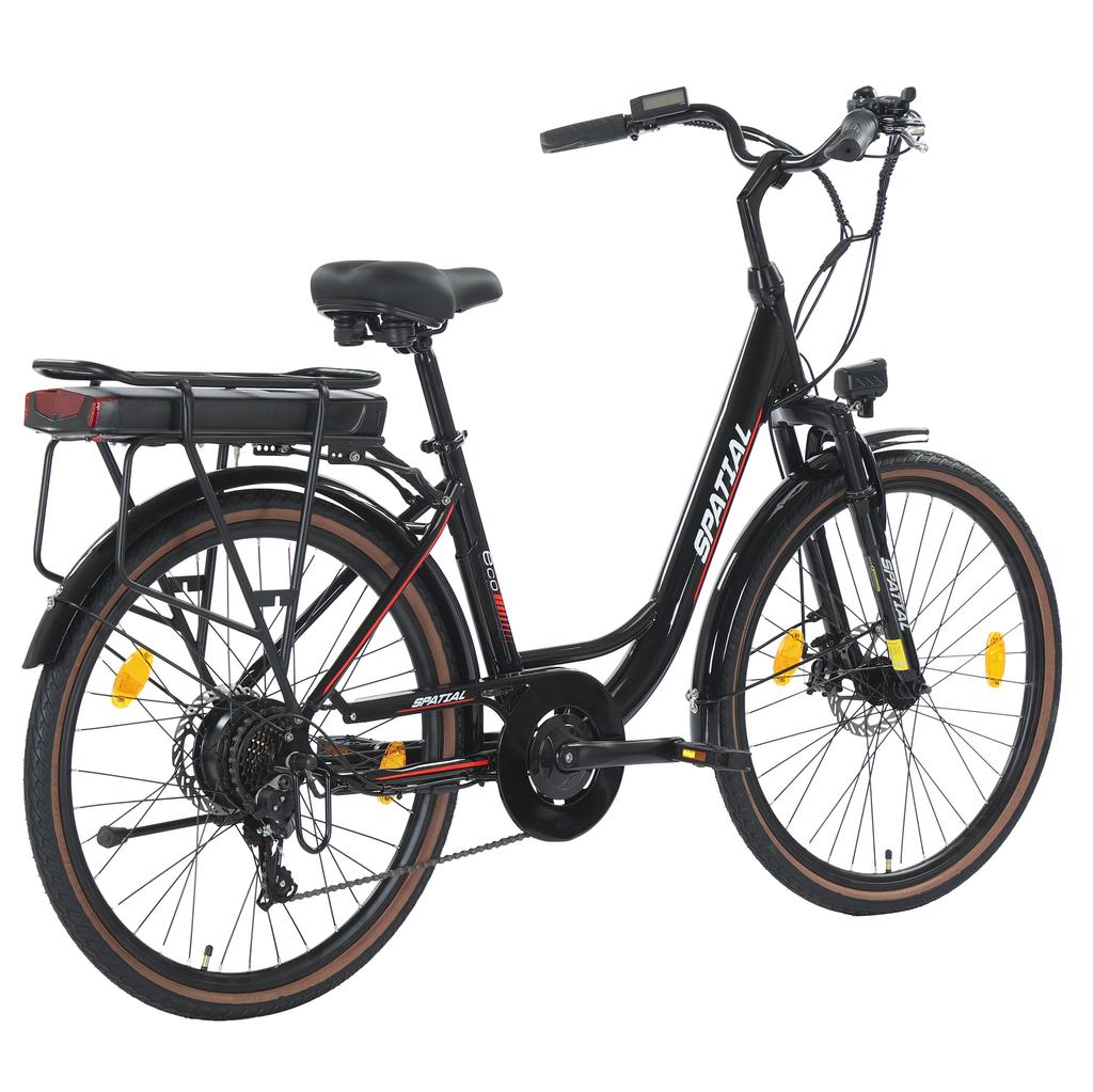 SPATIAL Shiny Electric Bicycle With TowSeat 350W Motor 36V13Ah Battery 26 Inch Tires E-Bike Outdoor Riding Electric Bike For Adult