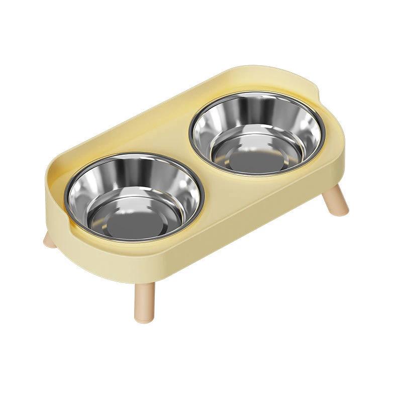 1pc Double-layer Pet Food Bowl, Anti Slip Stainless Steel Raised Bracket with Splash Proof Cat and Dog Supplies