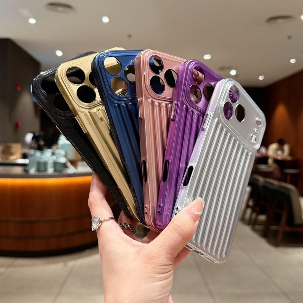 Precision Hole Vertical Pattern Light Column Shell for Apple 17PROMAX Glossy Heat Dissipation Trendy Men's Airbag Anti-fall Color Mobile Phone Case