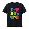 I Love The 80S Clothes For Women Party Funny T Shirt Stylish  Top with Trendy Print Summer Black XL Vintage Washed