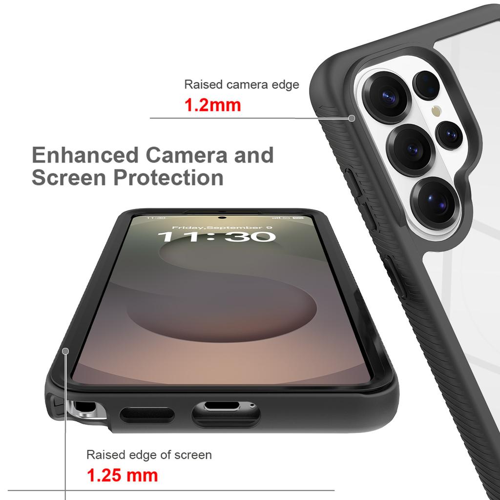 Defend Hybrid Armor Clear Case For Samsung S26 S25 Edge S24 S23 Ultra Plus FE A57 A37 A17 A07 Double-Sided Drop Protection Cover