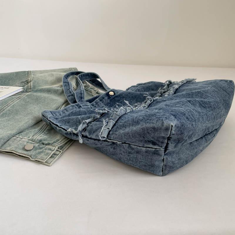 Large Capacity Denim Bag Women's Shoulder Bag Letters Tote Bag