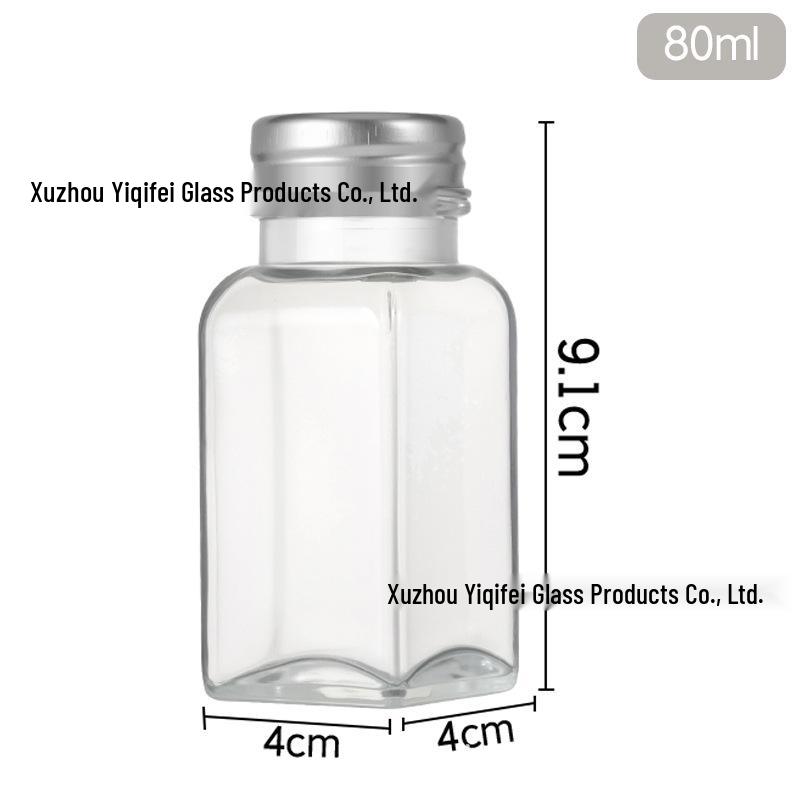 

80ml Square Black & White Seasoning Shaker Jars: Pepper, Salt, & Spice Glass Bottles Set