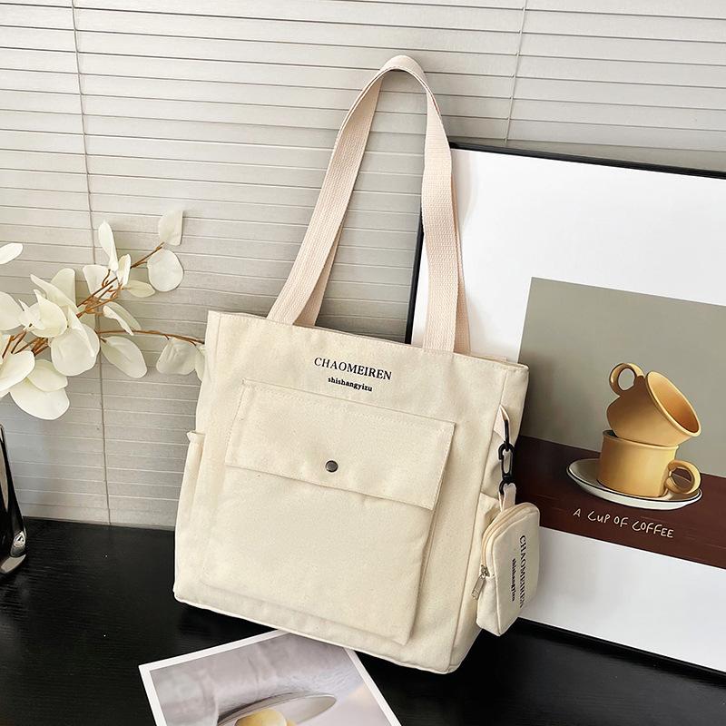 Large-capacity Versatile Bag Women's 2025 New Shoulder Canvas Portable Popular Texture Class Commuter Tote Bag Soft