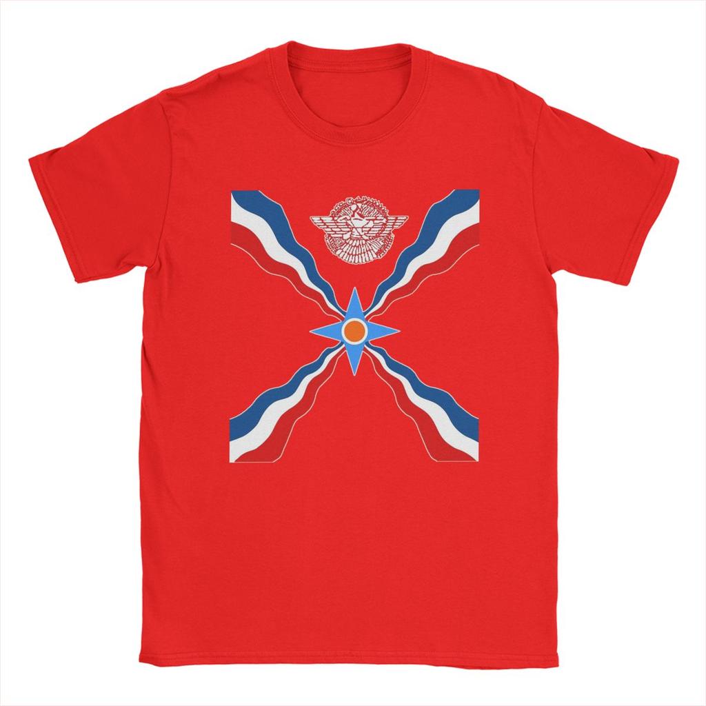Assyrian Flag Assyria T-Shirts Men Fashion Pure Cotton Tees Round Neck Short Sleeve T Shirt Gift Idea Clothes