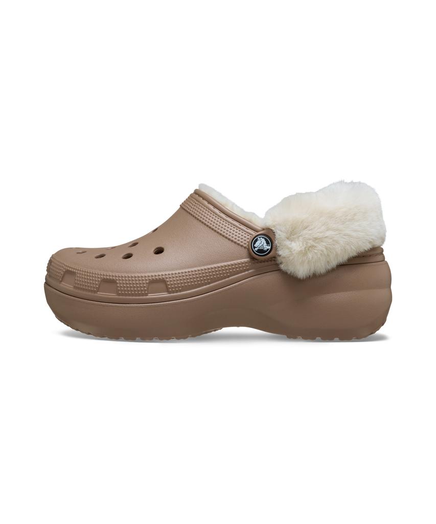Crocs Classic Platform Fuzz Lined Clogs - Latte / 212854-2Q9
