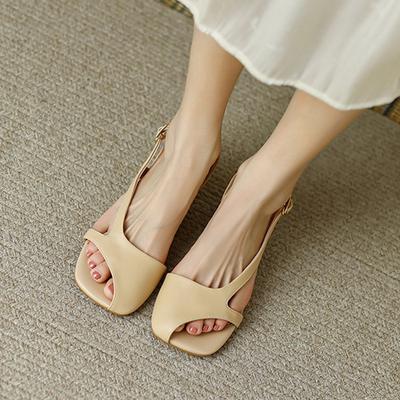 Fashion Summer Low Heels Sandals Women Shoes Square Toe Chunky 2024 New Fashion Sexy Pumps Party Shoes Sandalias Walking Mujer Zapatos
