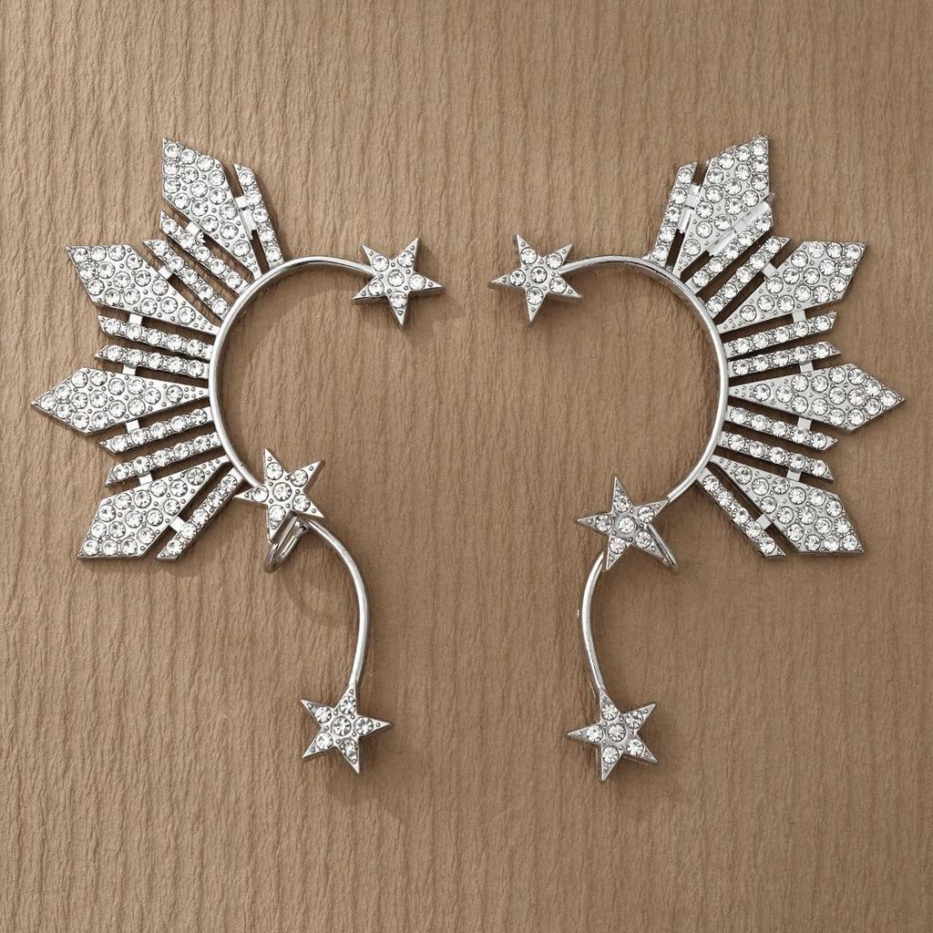 European & American Fashion Elf Ear Cuff with Rhinestone Star Clip – No Piercing Needed