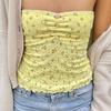 Floral Lace Splicing Pleated Slim Tube Top Girl Thin Inner Top