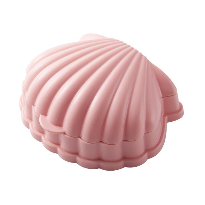 

1pc Shell-Shaped Soap Box with Flip Lid, Cute Seashell Design, Drainage Holes & Snap-Fit Cover, Decorative Bathroom Organizer рожевий