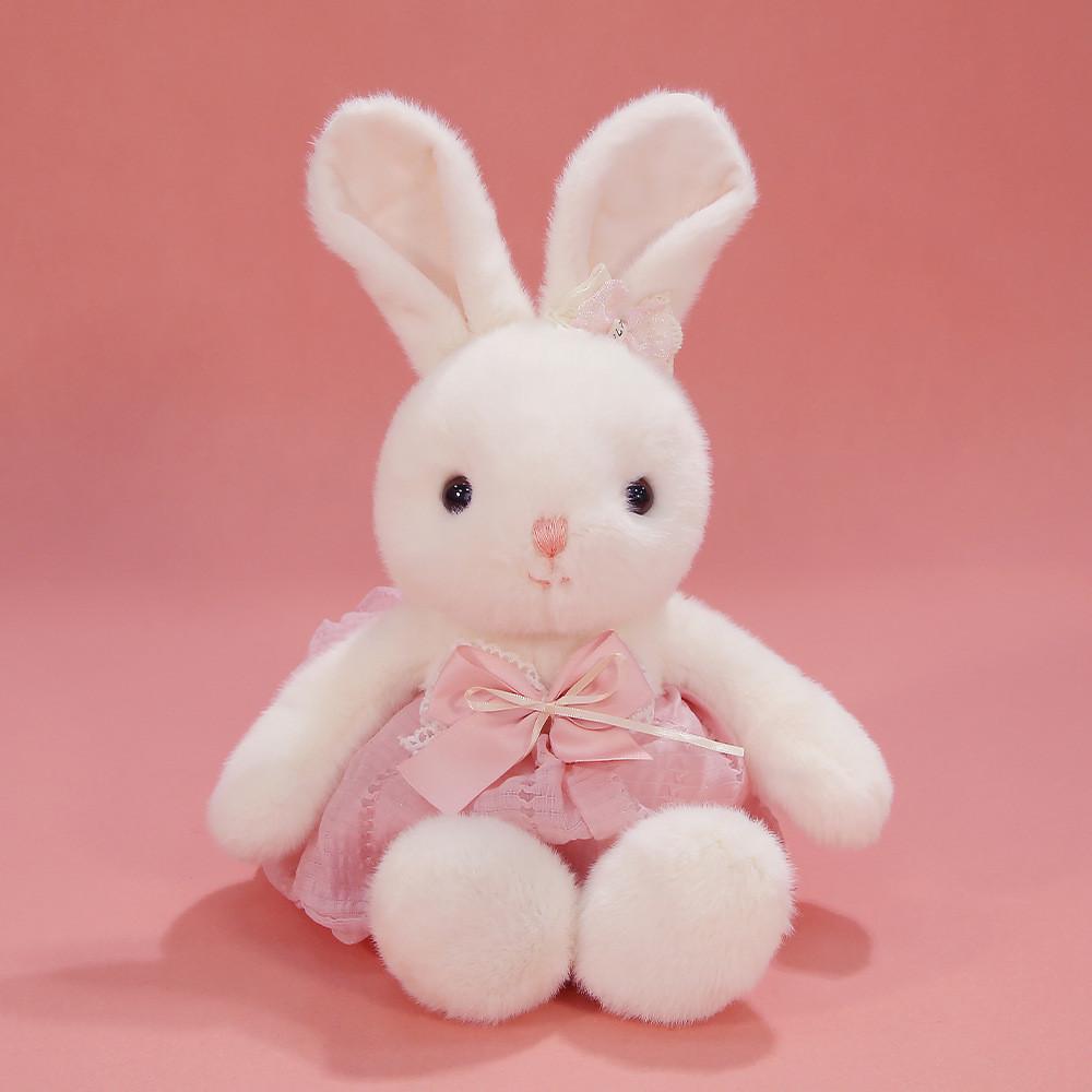 Plush Rabbit Toy With Dress And Bow Decoration For Girls
