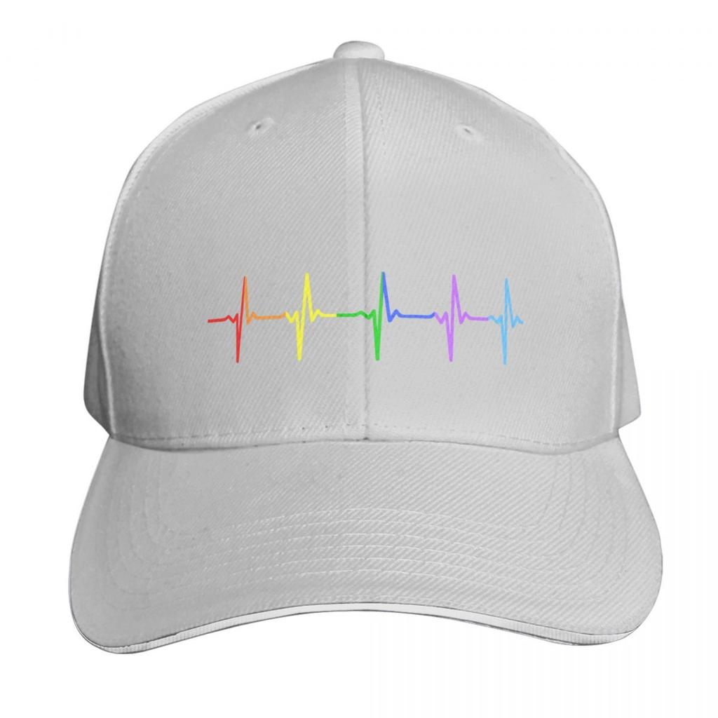 Regenbogen Puls Herzschlag LGBT Baseballkappe Trucker-Hut Neuer Hut Luxusmarke Schiffermütze für Unisex Unisex Damen