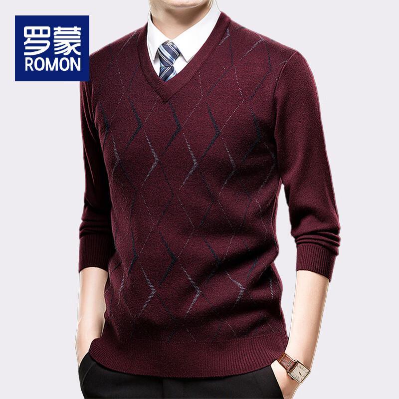 Romon Men s V-Neck Thickened Knit Sweater 4XL